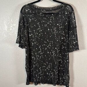 Mesh Sparkling Star Oversized Tee Size Medium